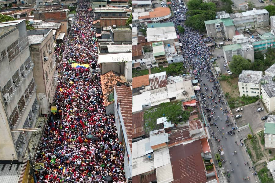 Así se vieron las marchas del chavismo y la oposición en La Victoria, estado Aragua