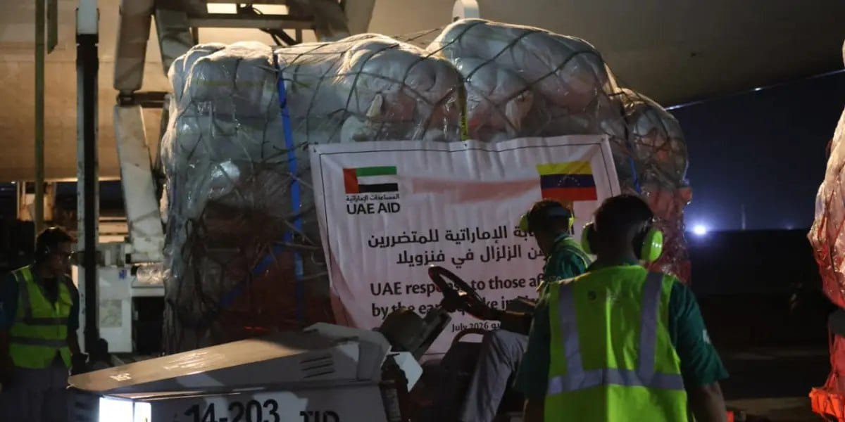 Venezuela recibe 70 toneladas de ayuda humanitaria desde los Emiratos Árabes Unidos