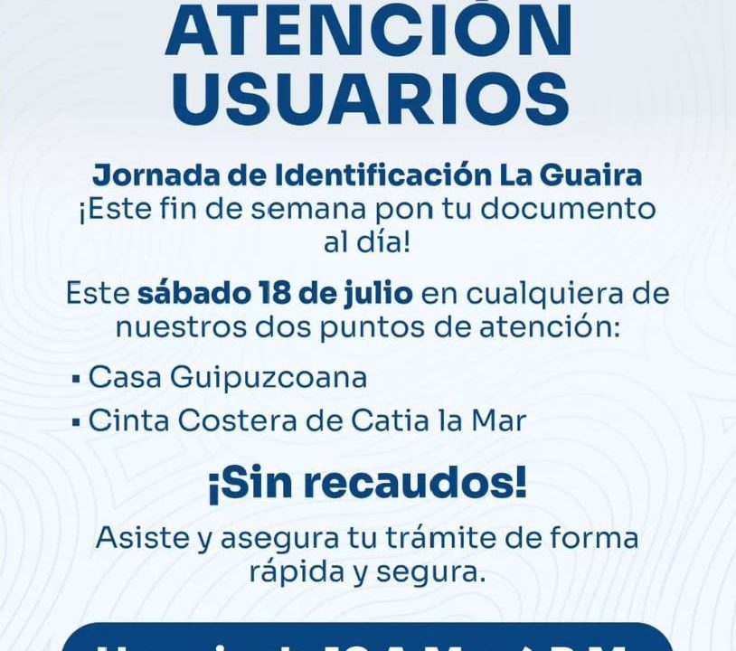 SAIME activa jornada especial de cedulación en La Guaira